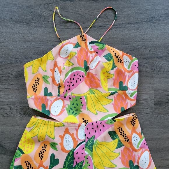 Anthropologie Hutch Orange Yellow Pink Mixed Fruit Halter Romper NWT Size 4 - Picture 10 of 16